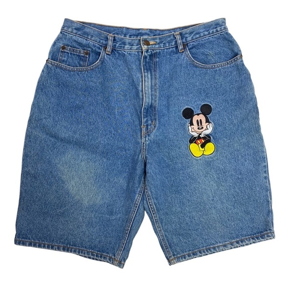 VINTAGE 90s Mickey Mouse Embroidered High Rise Denim Shorts Size XXL - Picture 8 of 9
